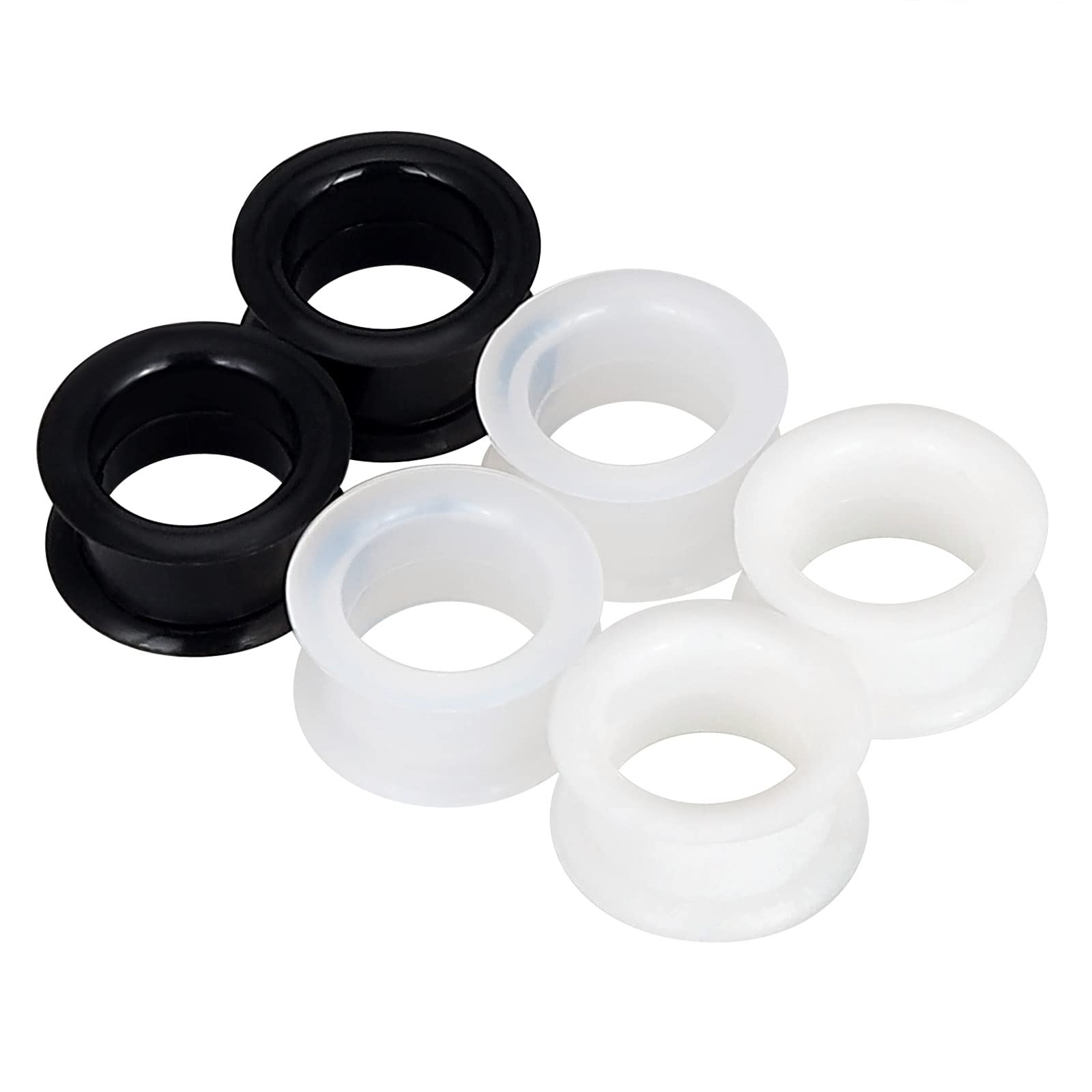 Body Jewelry Ear Plugs - 2PCS Black Clear White Thick Silicone