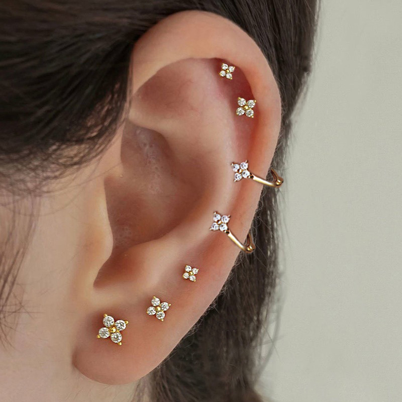 Conch Earring Hoop - Dainty Flower Earclip Earrings for Women