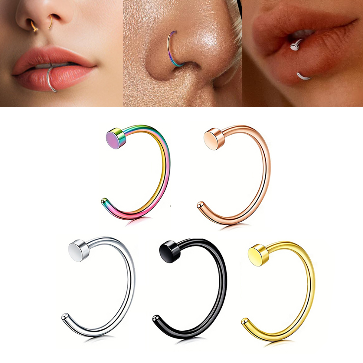 Conch Earring Hoop - 2-10pcs Non Piercing Fake Nose Ring