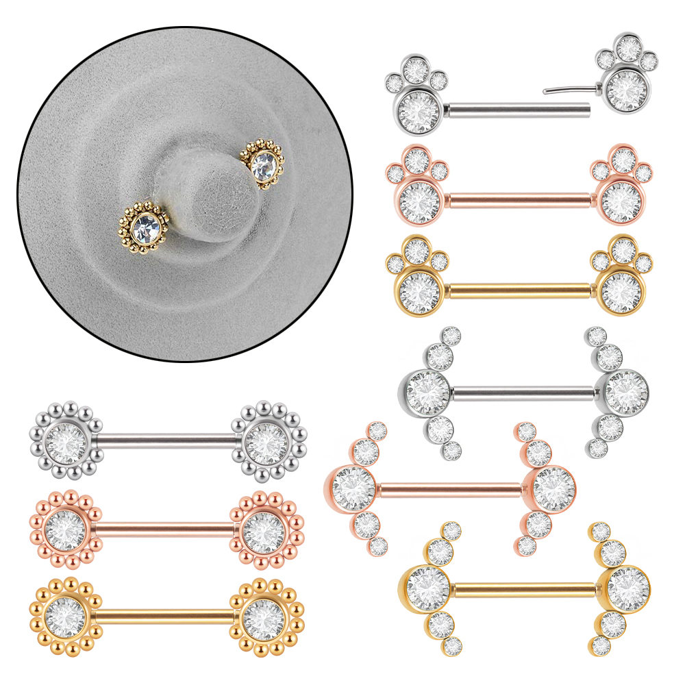 Body Jewelry Threadless - Pair 361L Surgical Steel Threadless Cz