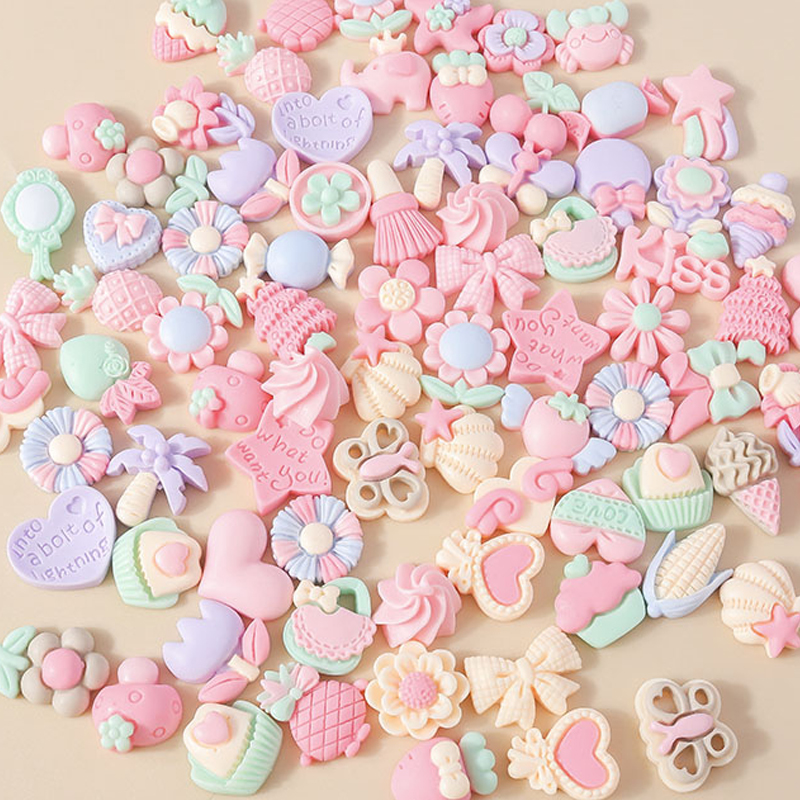 Body Jewelry Flat Back - 15pcs Mixed Resin Pink Color Vacation