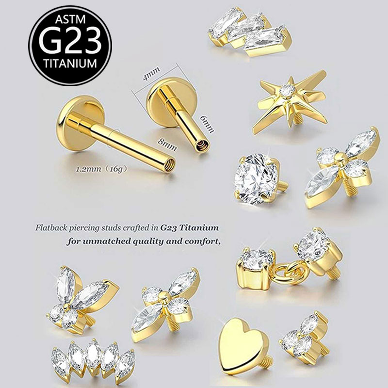 2pcs F136 G23 Titanium Cartila - مراجعة Body Jewelry Threadless وسعره