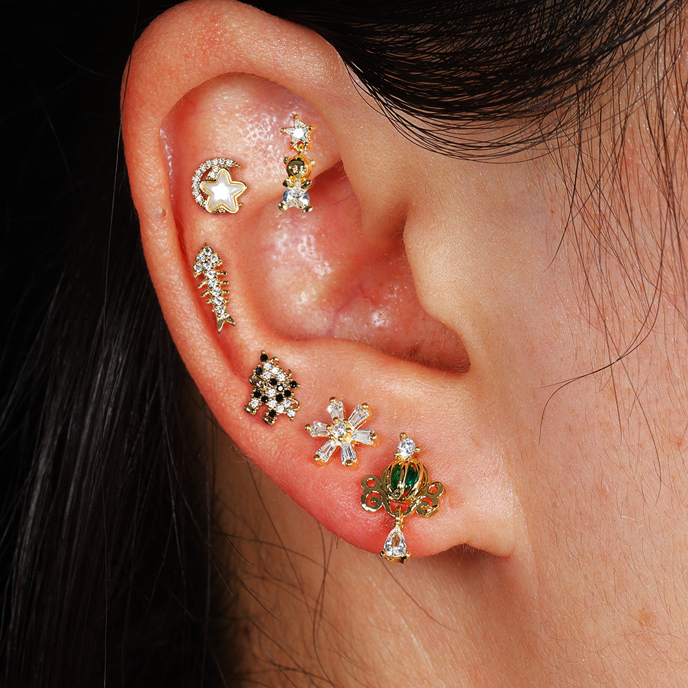1pc Cartilage Ear Piercing Ear - مراجعة Body Jewelry Flat Back وسعره