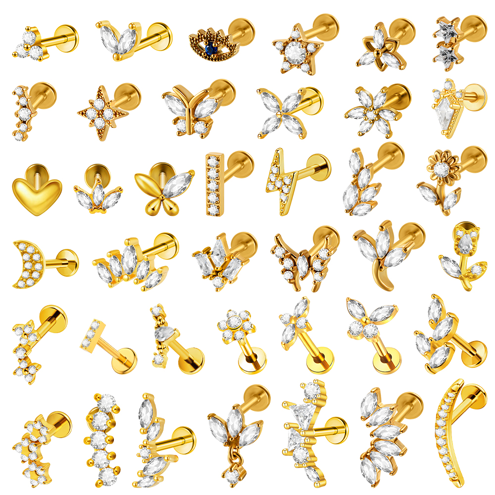 1PC Stainless Steel Lip Studs  - مراجعة Body Jewelry Internally Threaded وسعره
