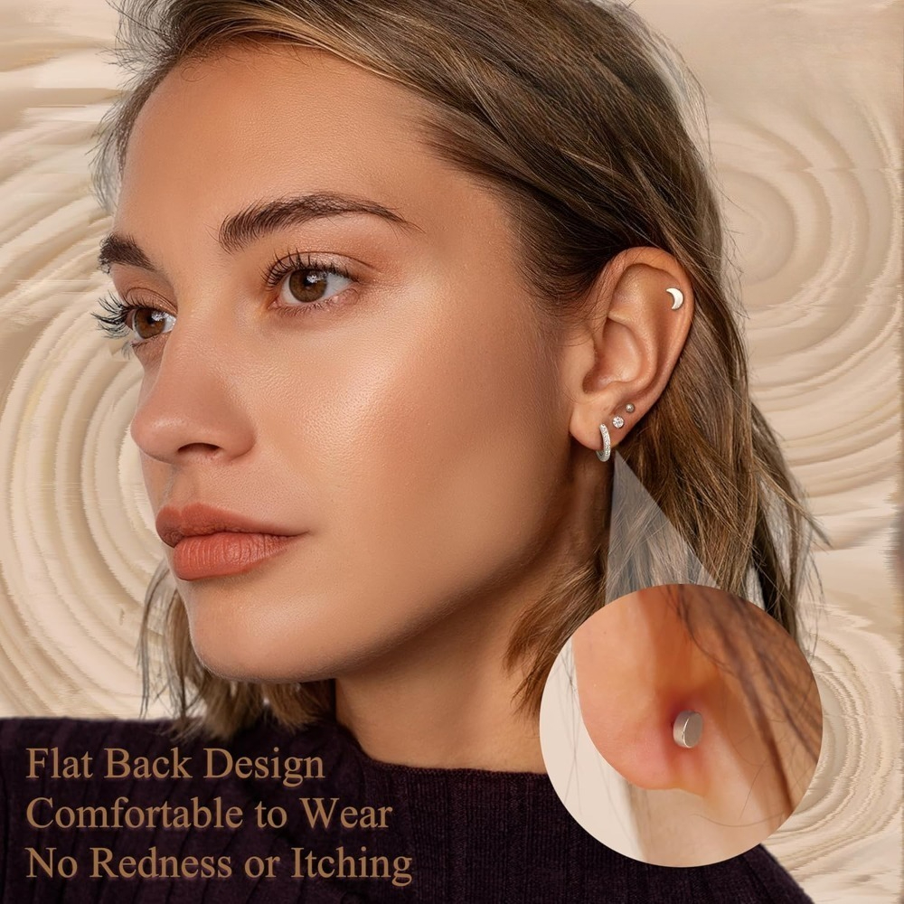Hypoallergenic Earrings for Wo - مراجعة Tragus Flat Back وسعره