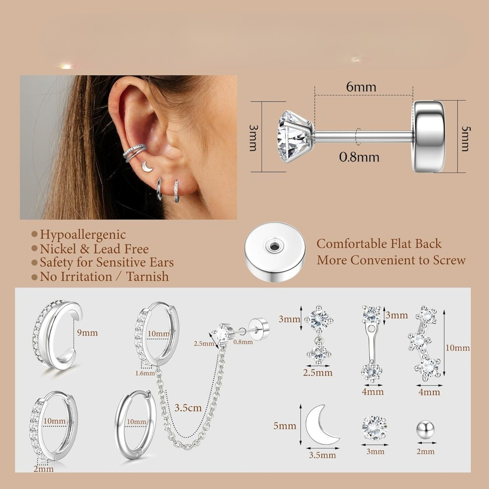 Hypoallergenic Earrings for Wo - مراجعة Tragus Flat Back وسعره
