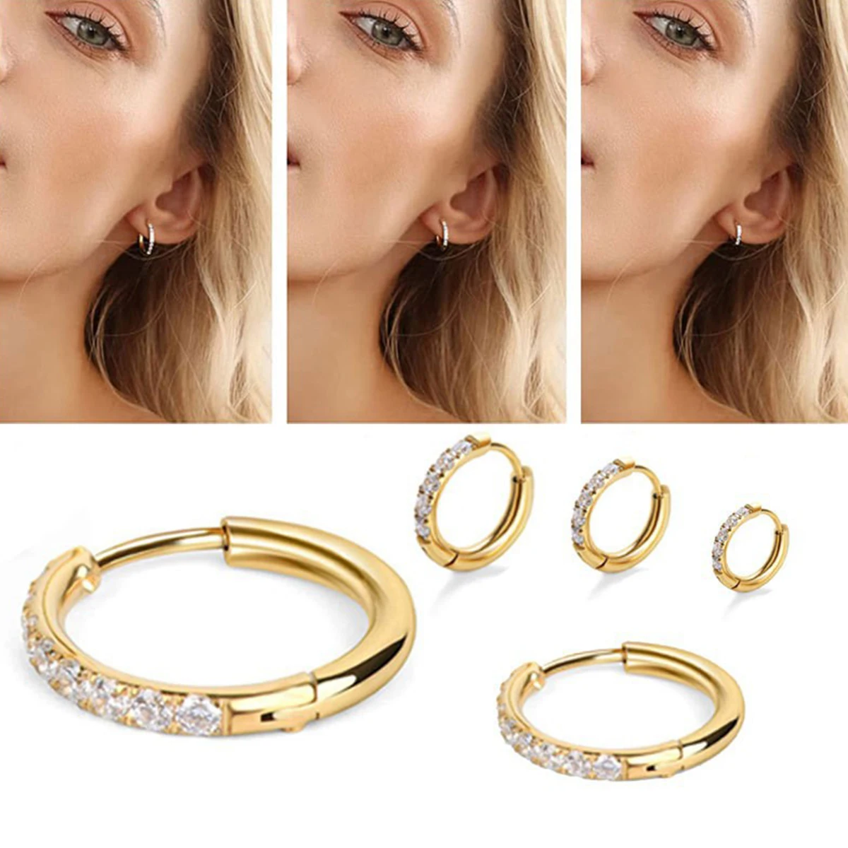 2Pcs Stainless Steel Cz Hoop E - مراجعة Conch Earring Hoop وسعره