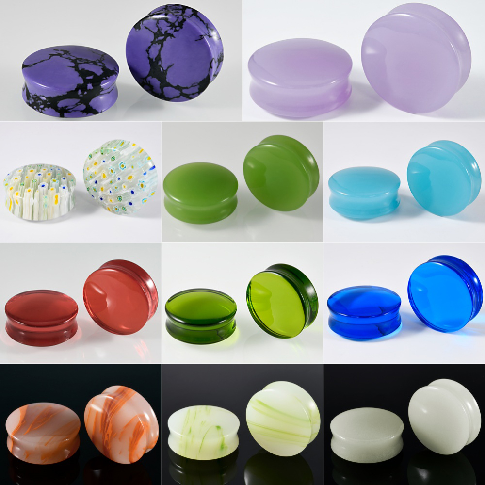 1/2/22PCS Glass&Stone Round Ea - مراجعة Body Jewelry Ear Plugs وسعره