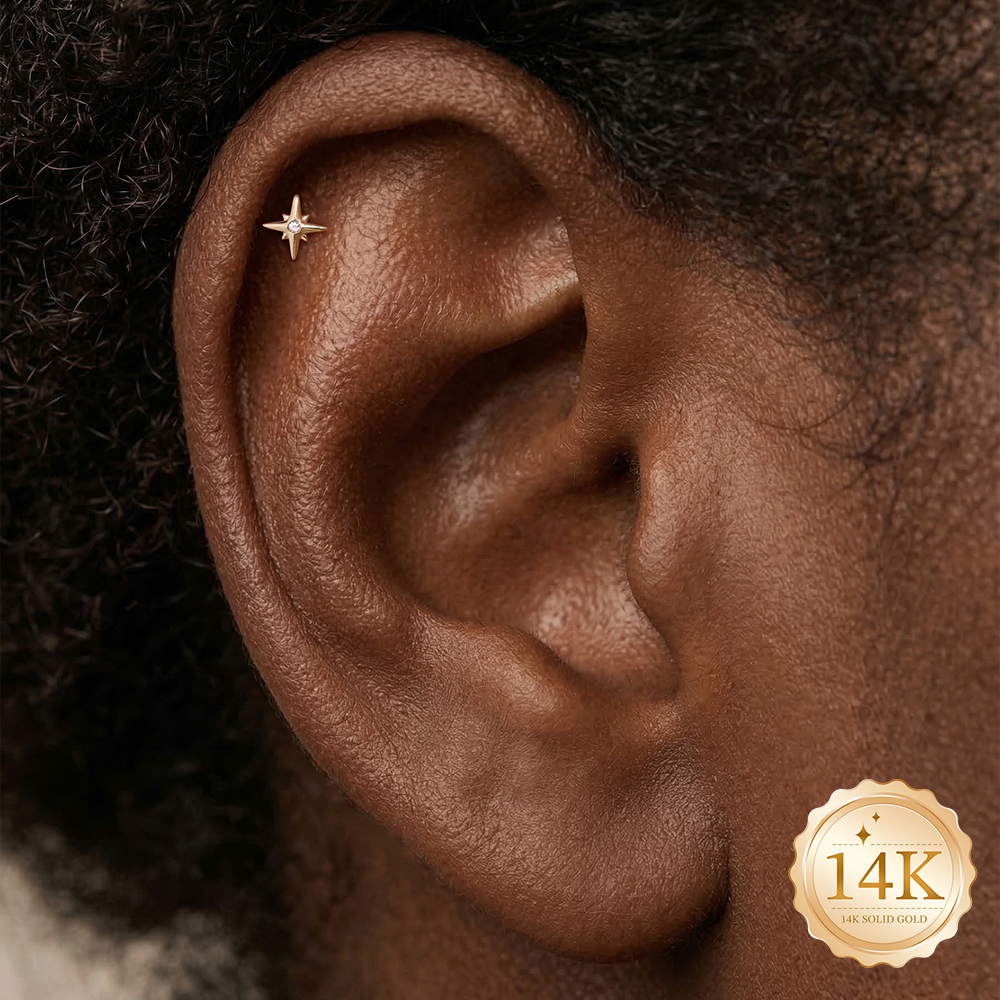 CANNER 1PC 14K Solid Gold Eigh - مراجعة Tragus Flat Back وسعره