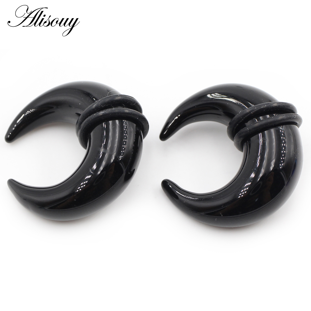 Alisouy 2PCS C Shape Buffalo H - مراجعة Body Jewelry Ear Plugs وسعره
