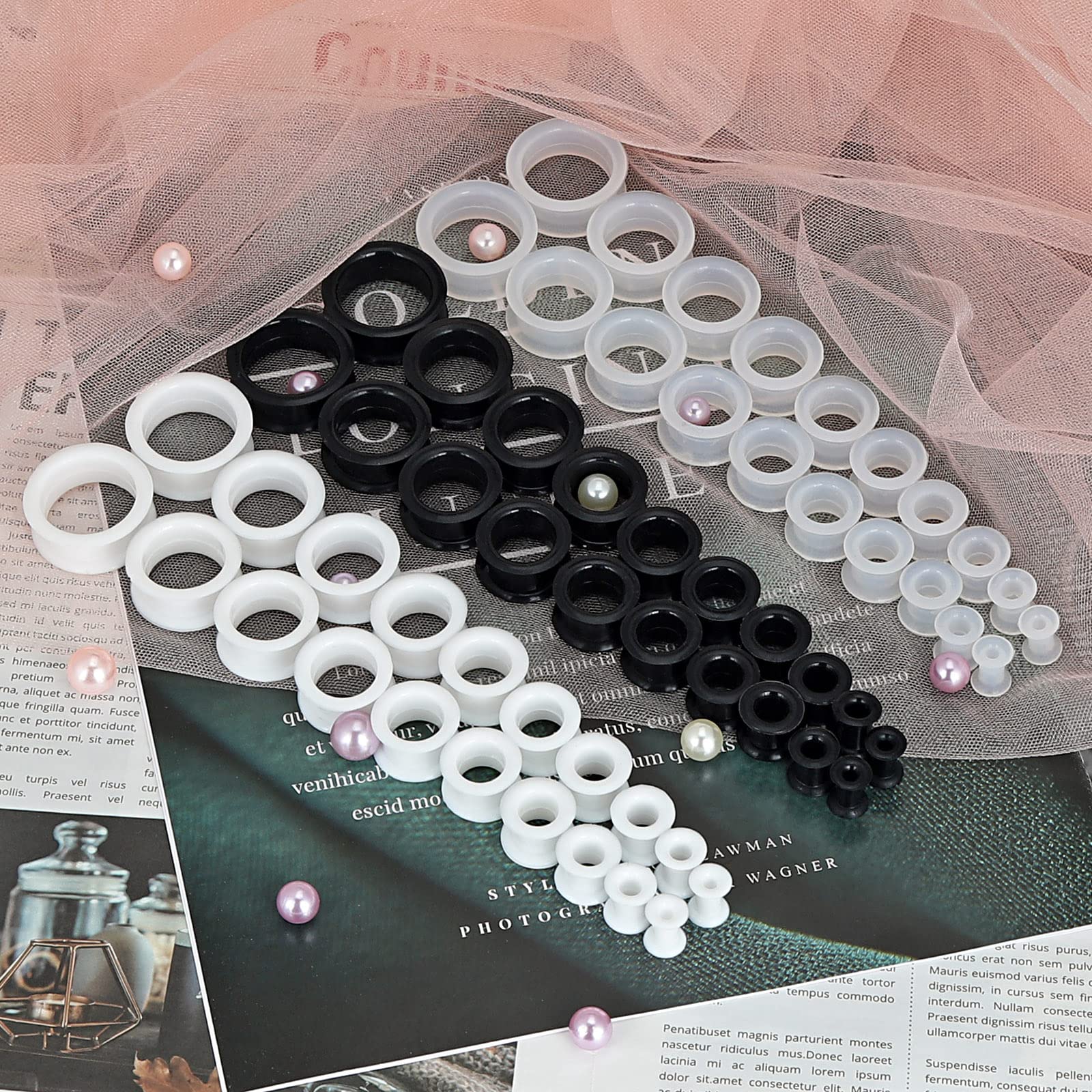 2PCS Black Clear White Thick S - مراجعة Body Jewelry Ear Plugs وسعره