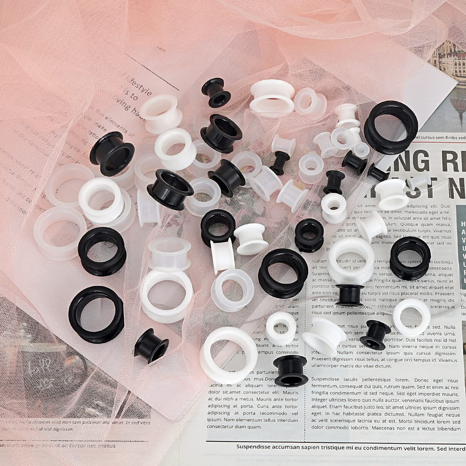 2PCS Black Clear White Thick S - مراجعة Body Jewelry Ear Plugs وسعره