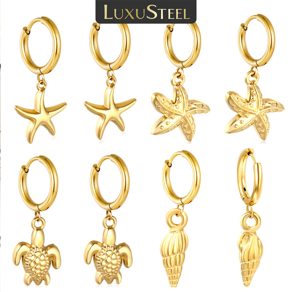 LUXUSTEEL Sea Star Conch Drop  - مراجعة Conch Earring Hoop وسعره