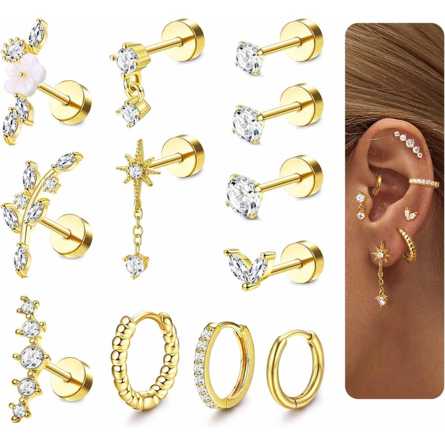 Drperfect 12Pcs Helix Piercing - مراجعة Conch Earring Hoop وسعره