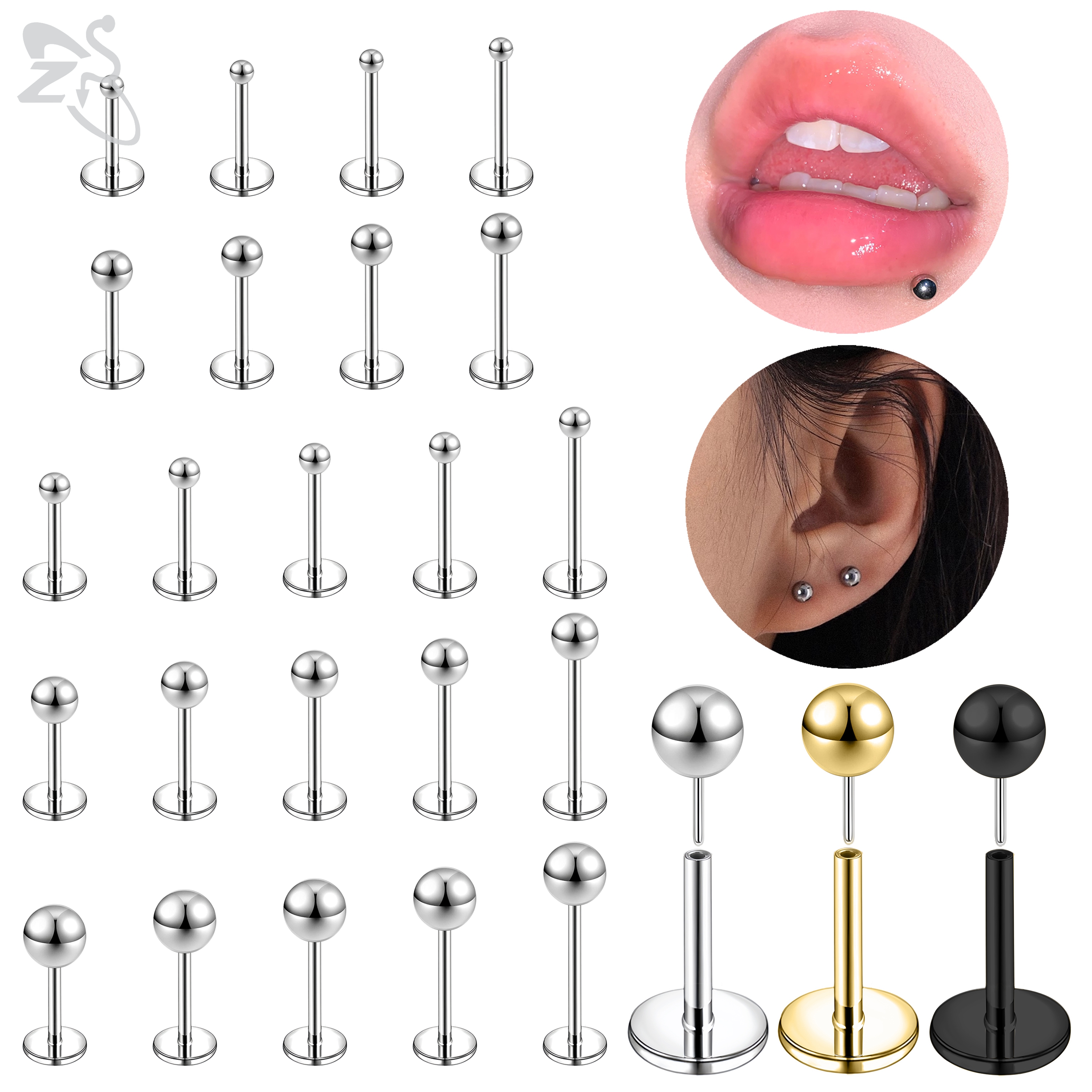 ZS 10 Pcs/lot Plug-In Style 18 - مراجعة Body Jewelry Threadless وسعره