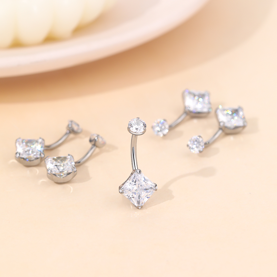 1Pc Titanium Zircon Belly Ring - مراجعة Body Jewelry Internally Threaded وسعره