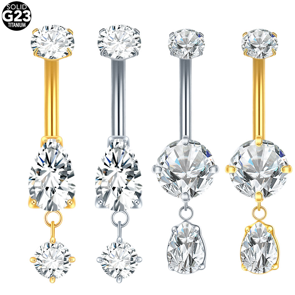  1/5pcs Waterdrop Zircon Pend - مراجعة Body Jewelry Internally Threaded وسعره