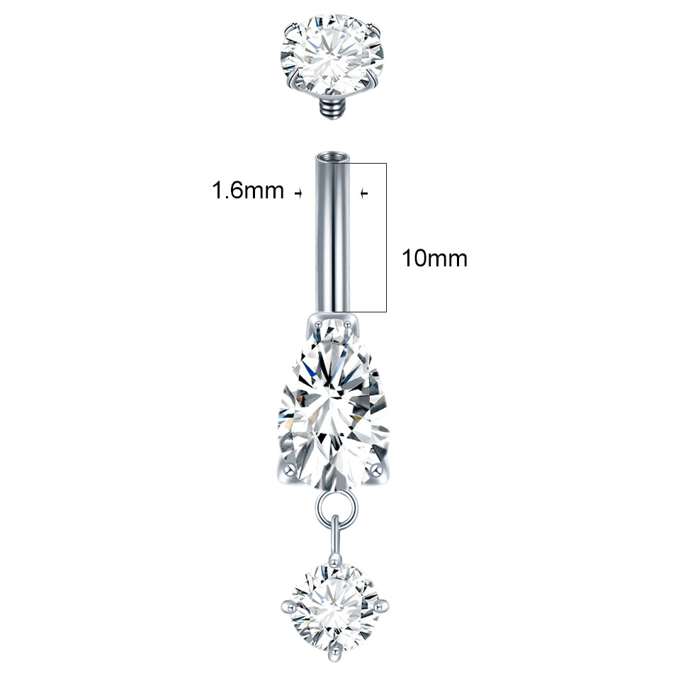  1/5pcs Waterdrop Zircon Pend - مراجعة Body Jewelry Internally Threaded وسعره