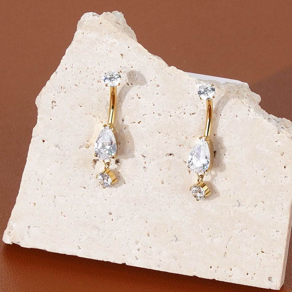  1/5pcs Waterdrop Zircon Pend - مراجعة Body Jewelry Internally Threaded وسعره