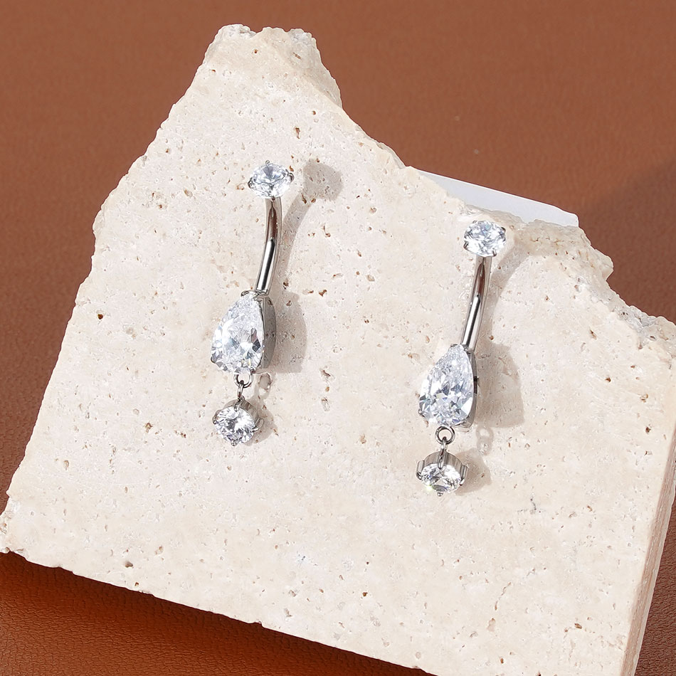  1/5pcs Waterdrop Zircon Pend - مراجعة Body Jewelry Internally Threaded وسعره