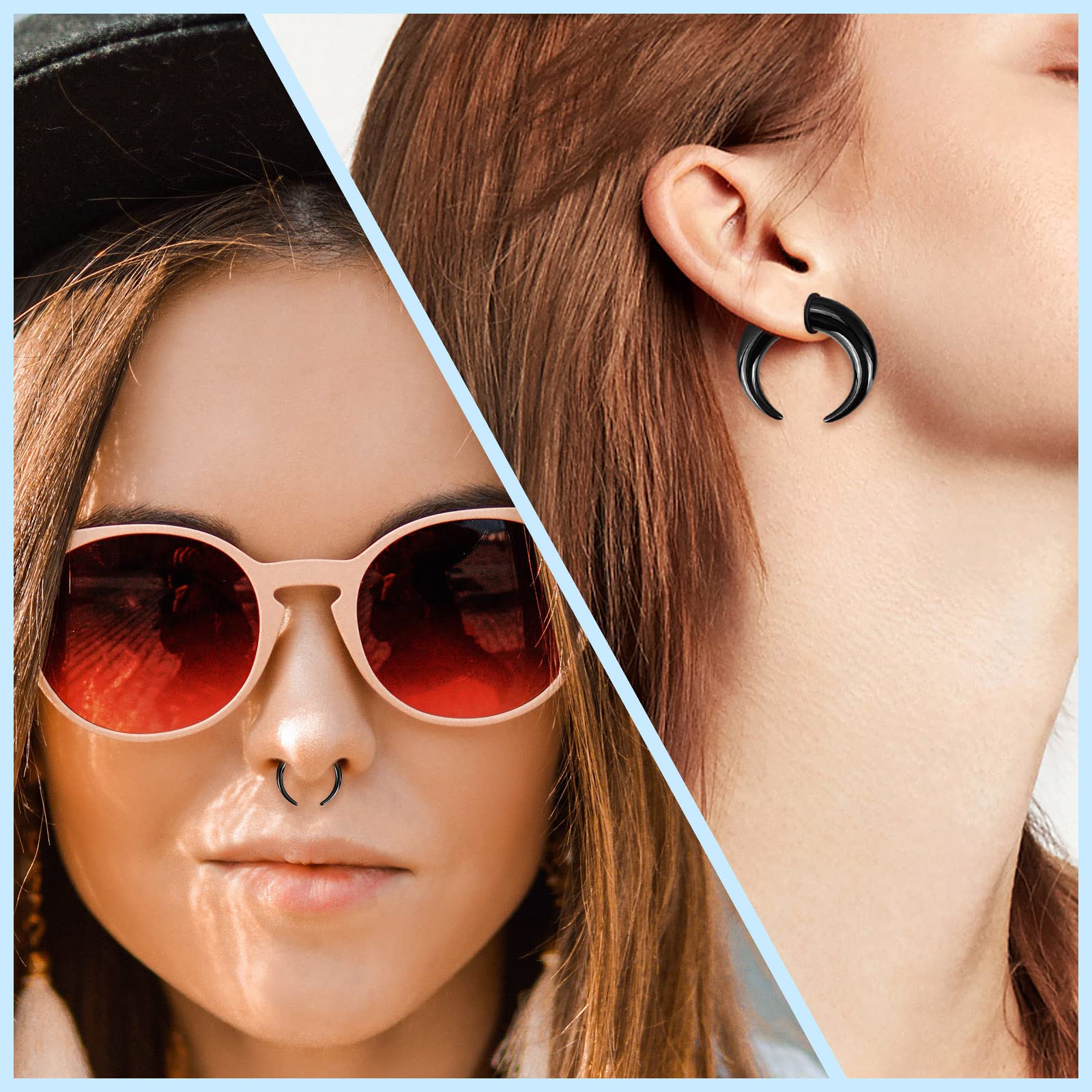 18Pcs Acrylic Septum Pincher T - مراجعة Body Jewelry Ear Plugs وسعره
