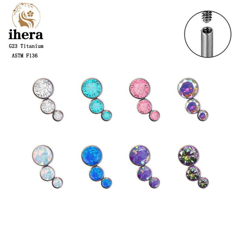 G23 Titanium Round Zircon Flat - مراجعة Body Jewelry Internally Threaded وسعره