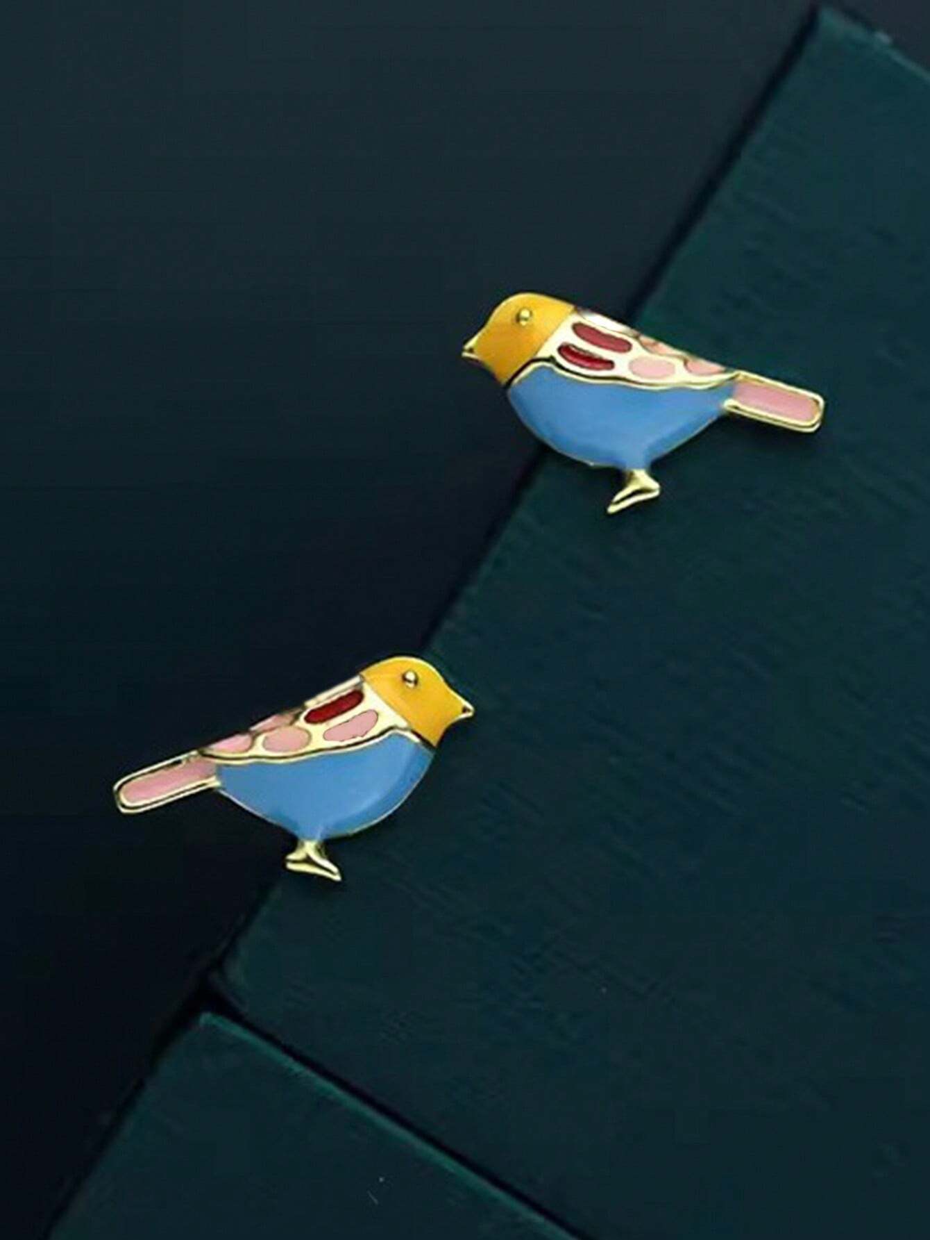 2pcs Whimsical Enamel Bird Stu - مراجعة Yellow Body Jewelry وسعره