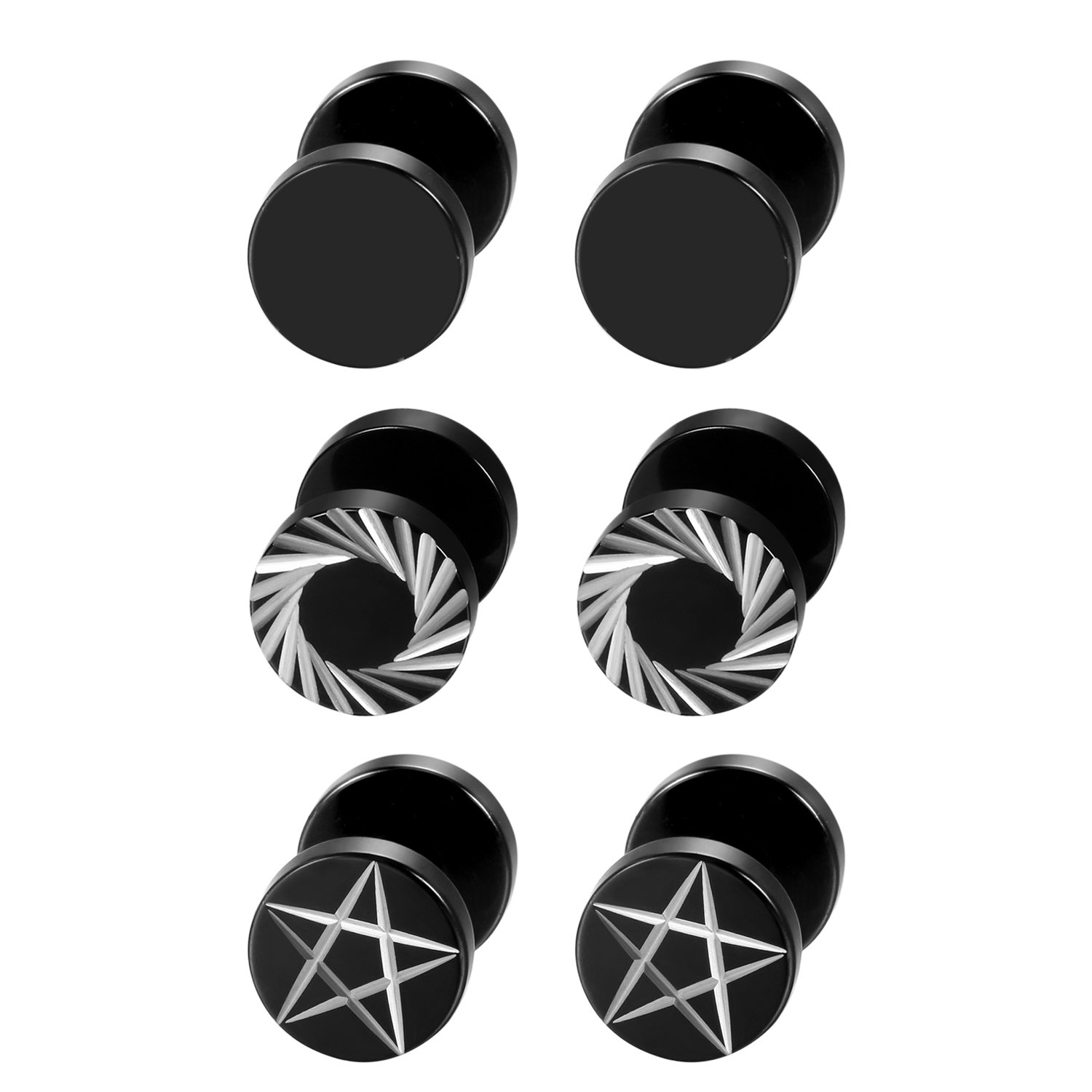 2Pcs/6Pcs Black Stainless Stee - مراجعة Body Jewelry Ear Plugs وسعره