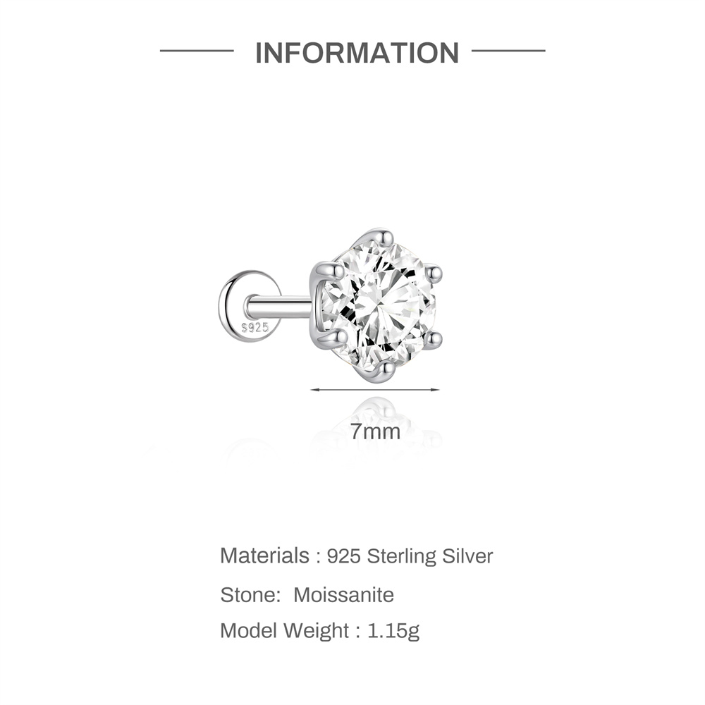 Aide S925 Sterling Silver 6 Si - مراجعة Body Jewelry Flat Back وسعره