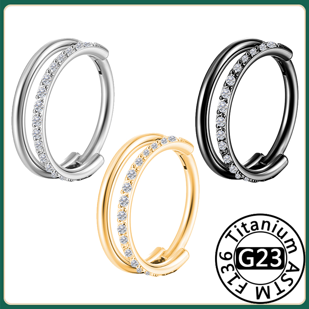 G23 16G Titanium CZ Row Conch  - مراجعة Conch Earring Hoop وسعره