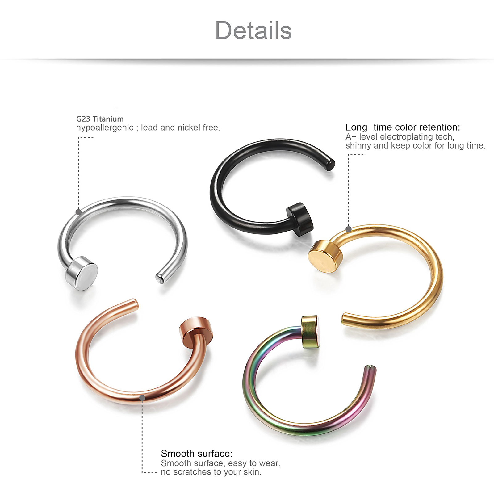 2-10pcs Non Piercing Fake Nose - مراجعة Conch Earring Hoop وسعره