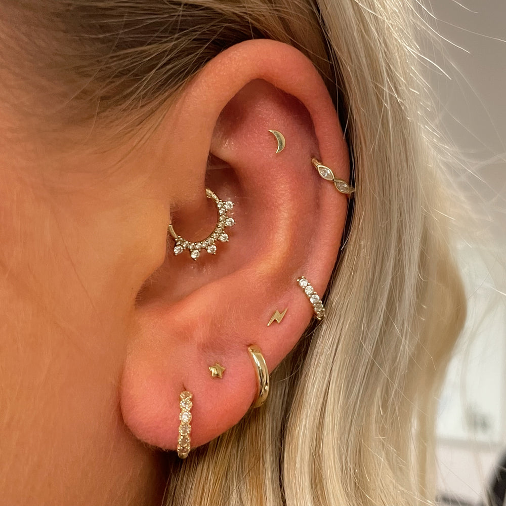 1PC Star Moon Lightning Zircon - مراجعة Tragus Flat Back وسعره