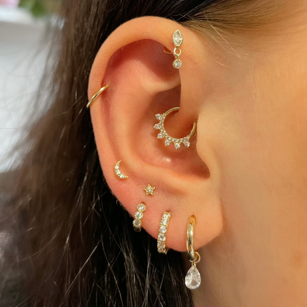 1PC Star Moon Lightning Zircon - مراجعة Tragus Flat Back وسعره
