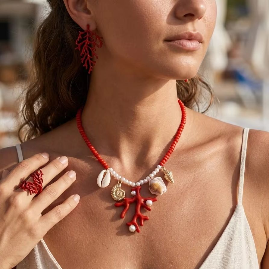 Bohemian Red Coral Branch Ring - مراجعة Conch Earring Hoop وسعره