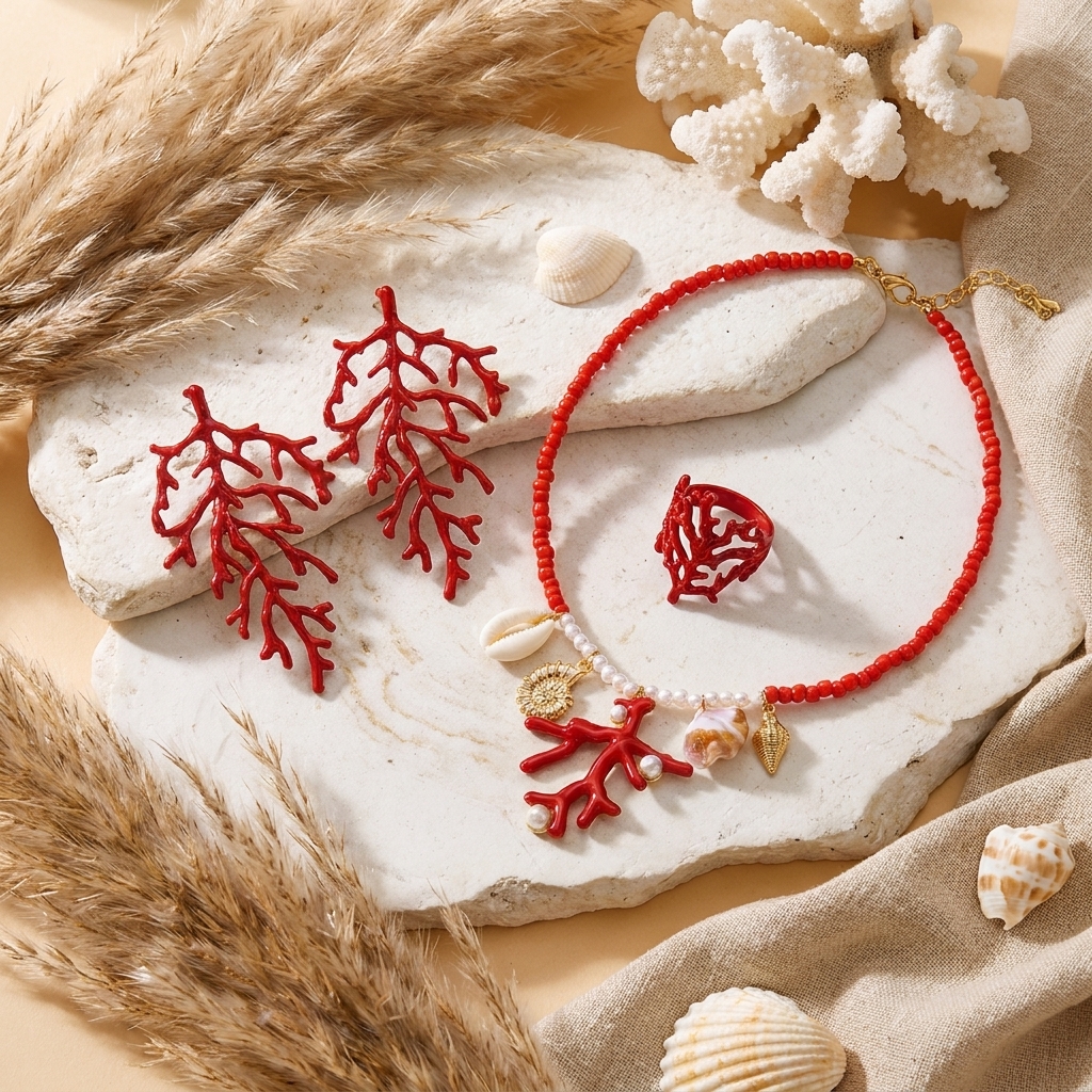 Bohemian Red Coral Branch Ring - مراجعة Conch Earring Hoop وسعره