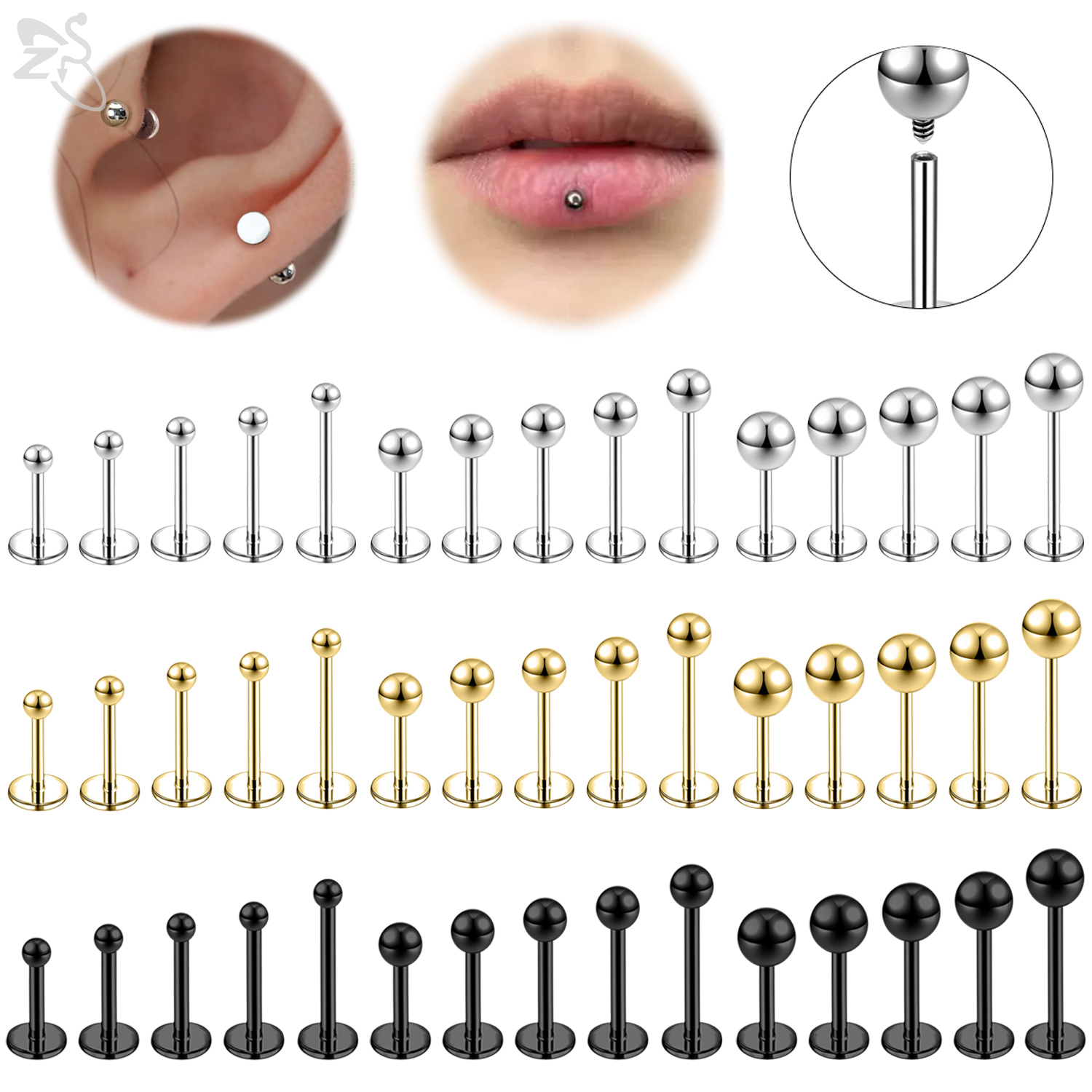 ZS 6 Pcs/lot Internal Thread 1 - مراجعة Body Jewelry Internally Threaded وسعره