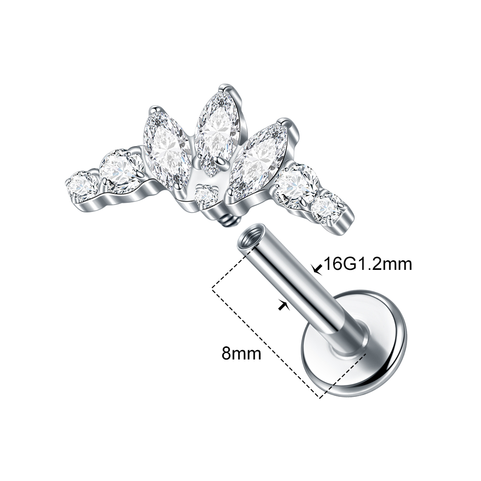 1PC Titanium Zirconia Dolphin  - مراجعة Body Jewelry Internally Threaded وسعره