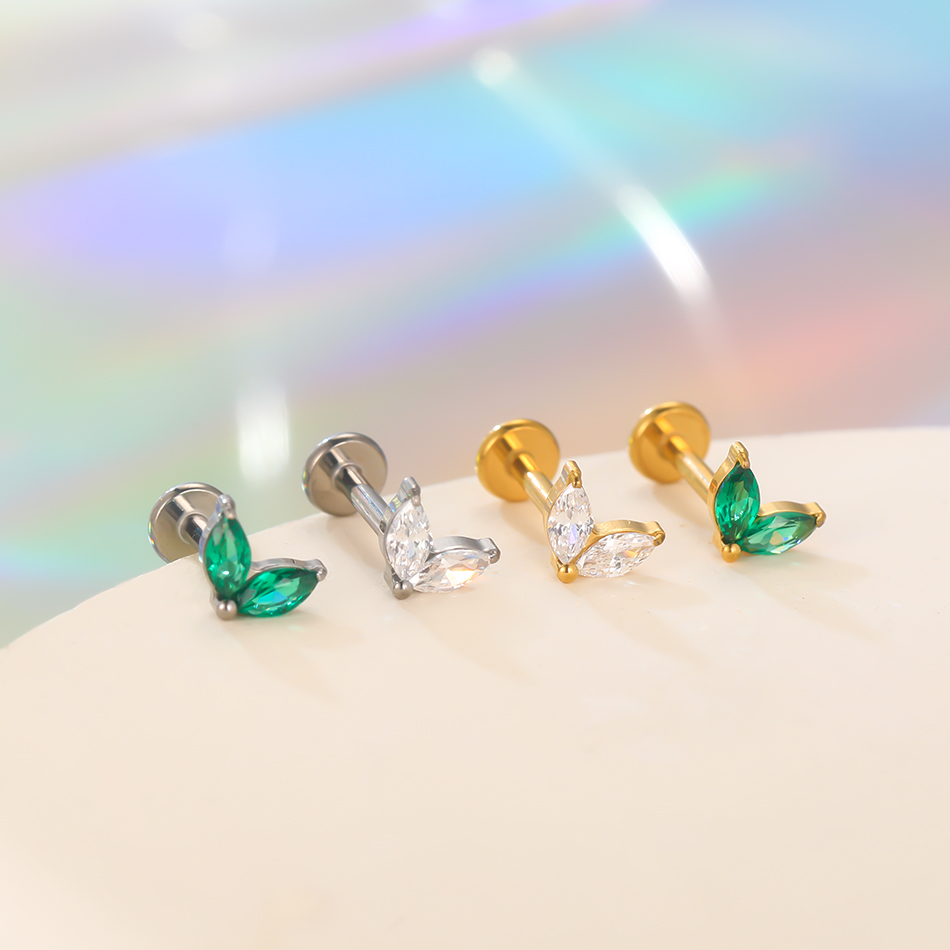1pc Titanium White Green Zirco - مراجعة Body Jewelry Flat Back وسعره