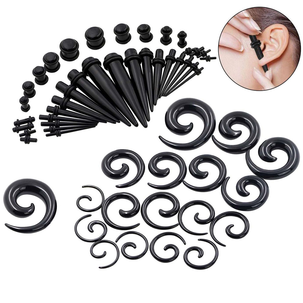 1 Set Ear Taper Kit Black Ear  - مراجعة Body Jewelry Ear Plugs وسعره