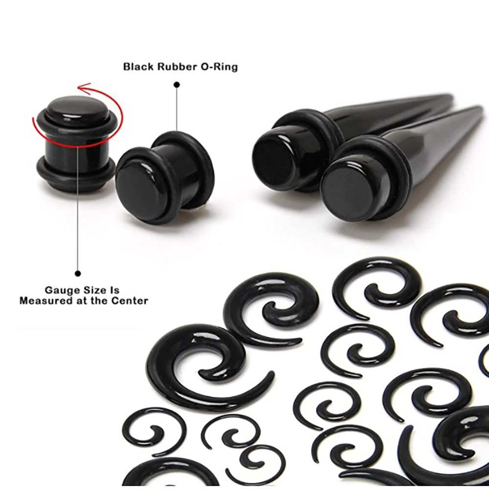1 Set Ear Taper Kit Black Ear  - مراجعة Body Jewelry Ear Plugs وسعره