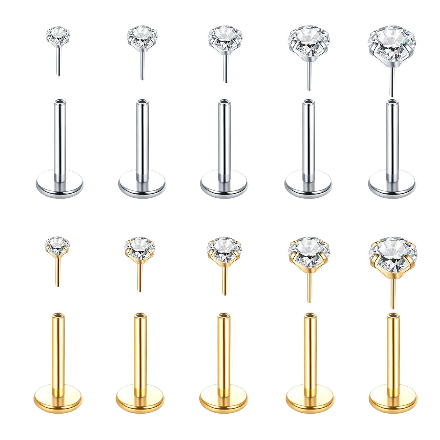 5Pcs Threadless Push In Ear No - مراجعة Body Jewelry Threadless وسعره