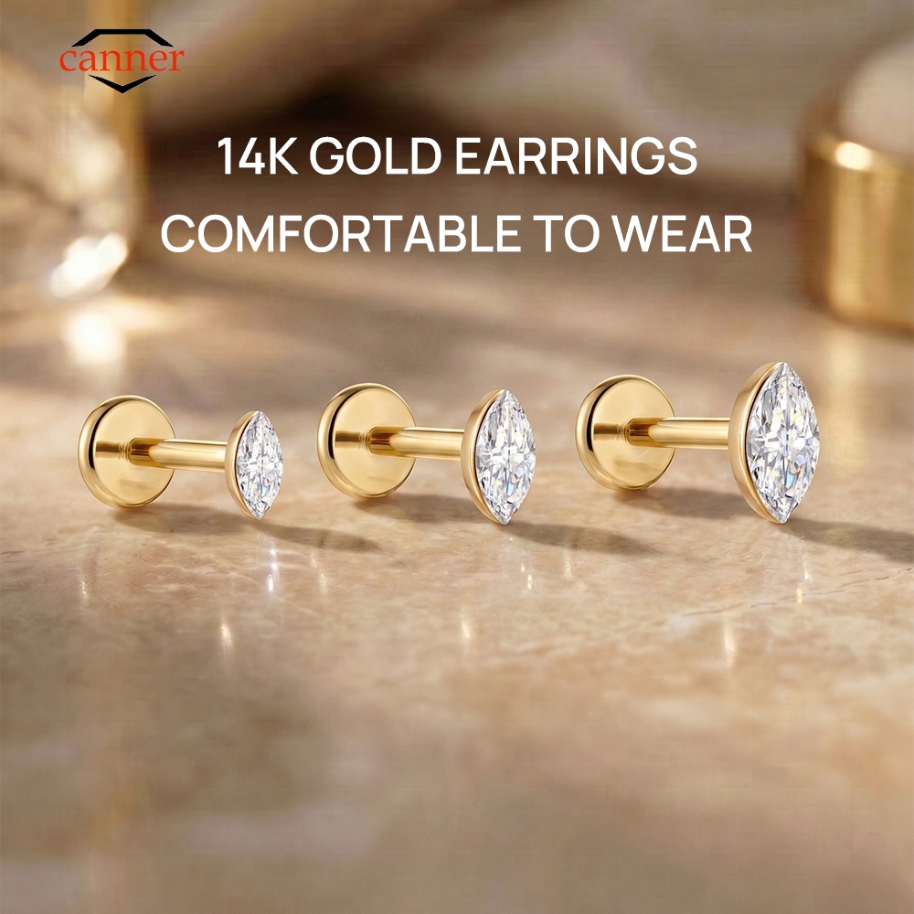 CANNER 1PC 14K Solid Gold Deli - مراجعة Body Jewelry Flat Back وسعره