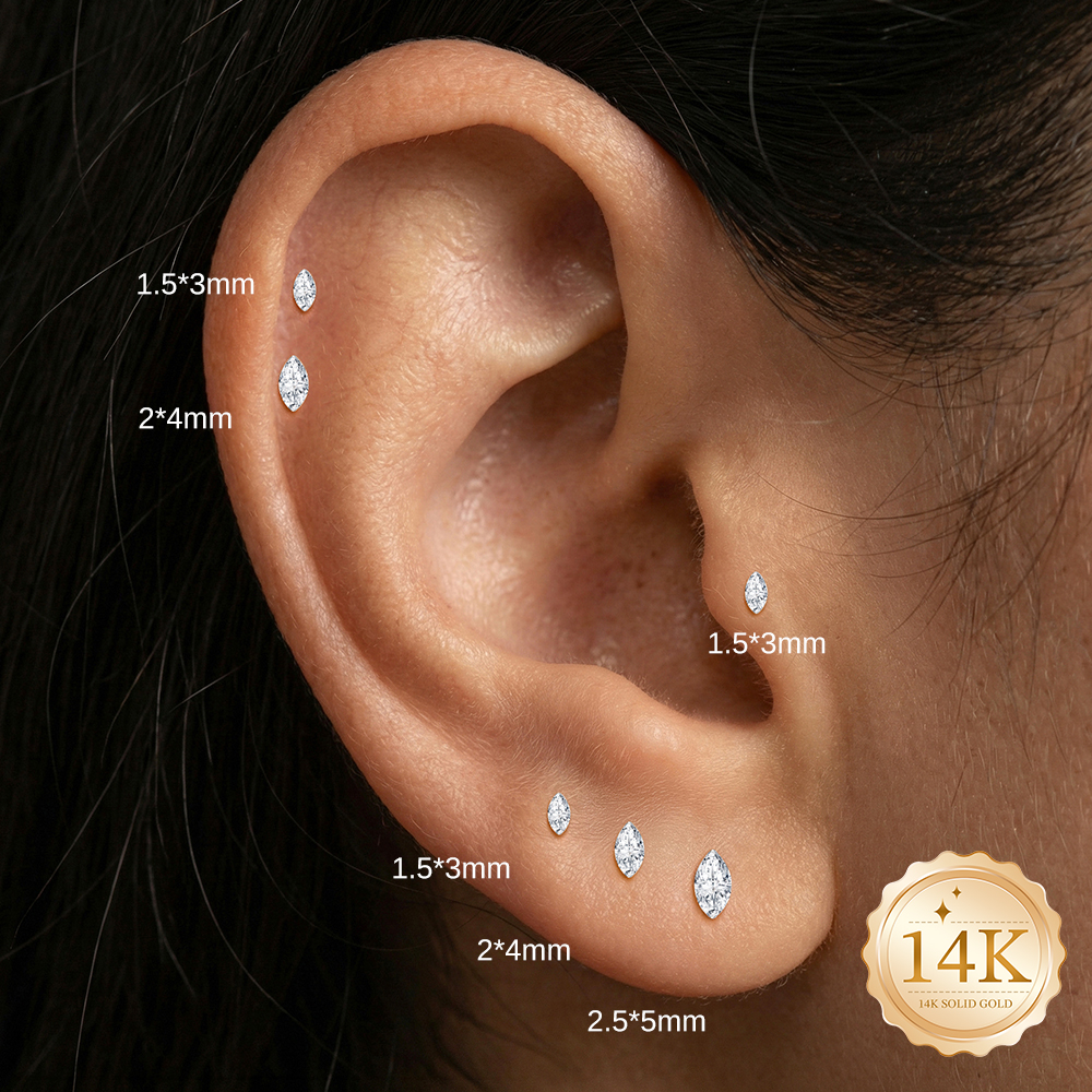 CANNER 1PC 14K Solid Gold Deli - مراجعة Body Jewelry Flat Back وسعره