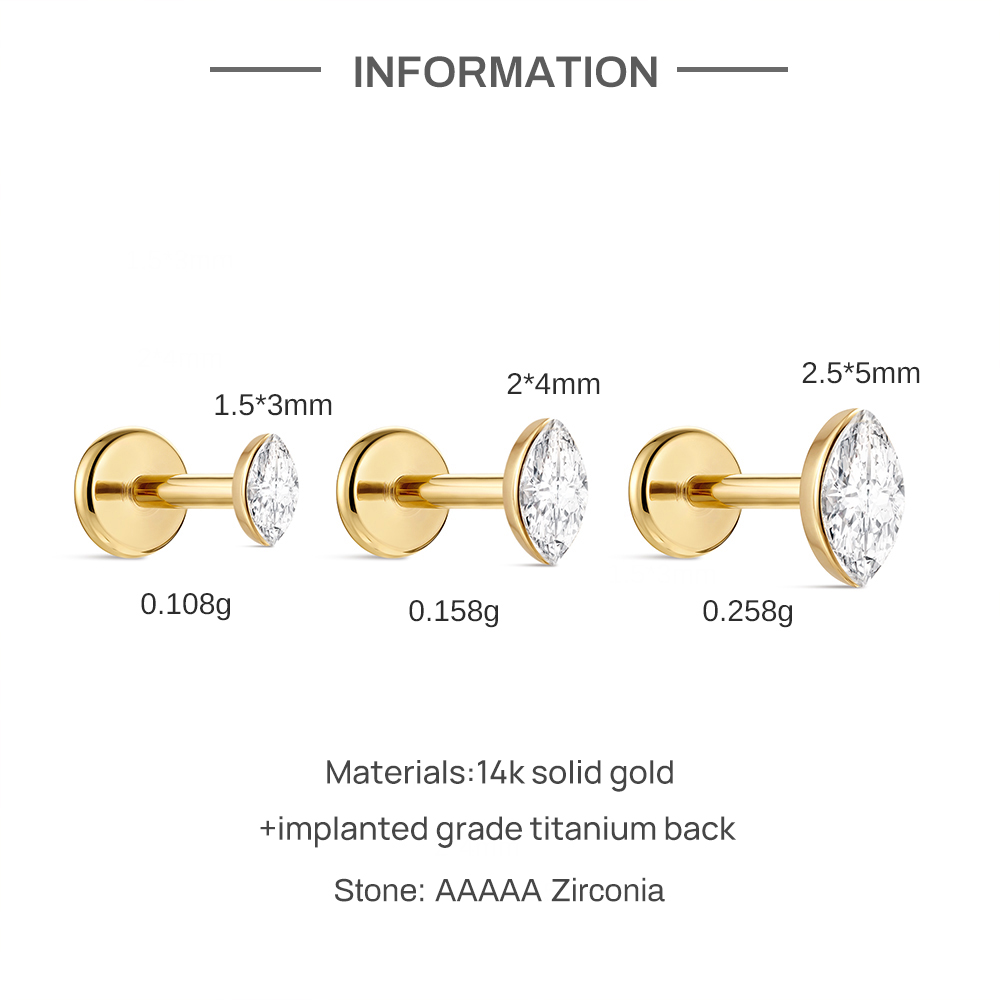 CANNER 1PC 14K Solid Gold Deli - مراجعة Body Jewelry Flat Back وسعره