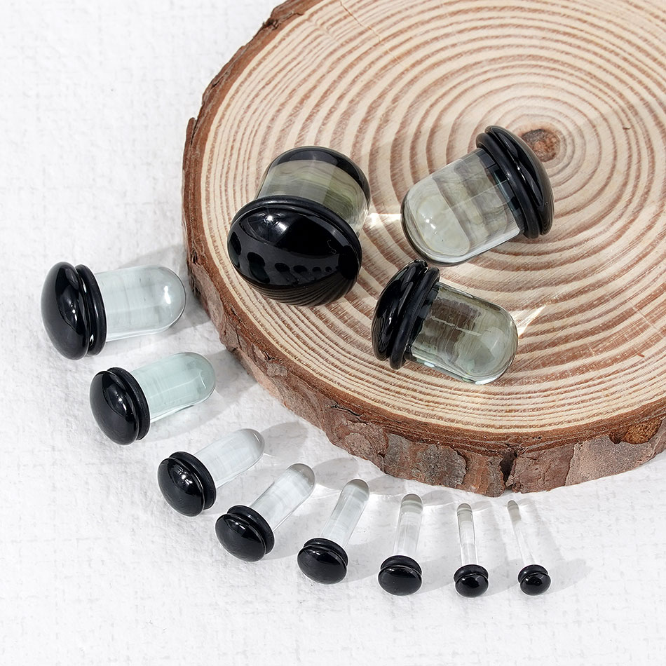 2pcs Glass Ear Gauges Stretchi - مراجعة Body Jewelry Ear Plugs وسعره
