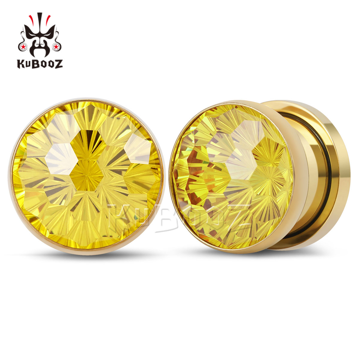 2PCS Shiny Yellow Crystal Diam - مراجعة Yellow Body Jewelry وسعره