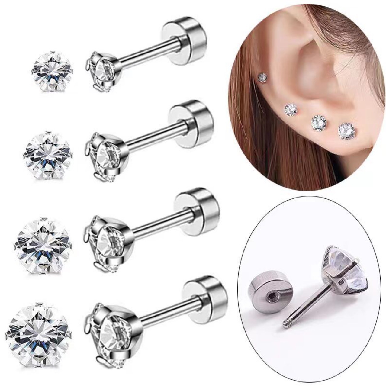 1Pair Classic Flat Back Screw  - مراجعة Tragus Flat Back وسعره