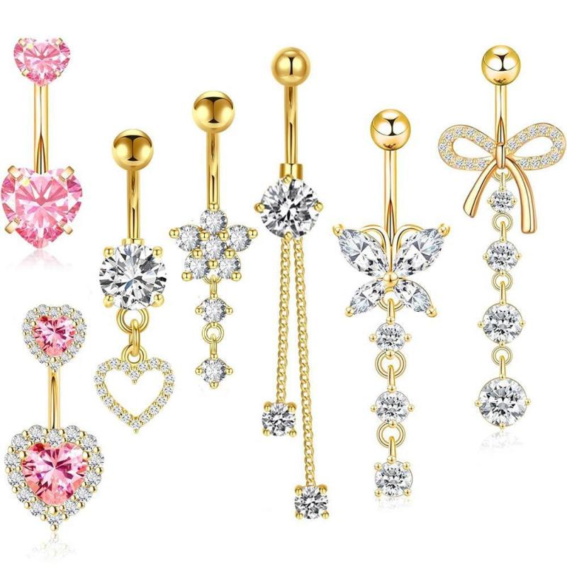 [LA]1Pc Simple Heart Navel Rin - مراجعة Body Jewelry La وسعره