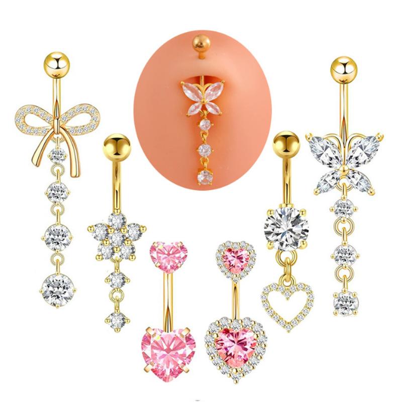 [LA]1Pc Simple Heart Navel Rin - مراجعة Body Jewelry La وسعره
