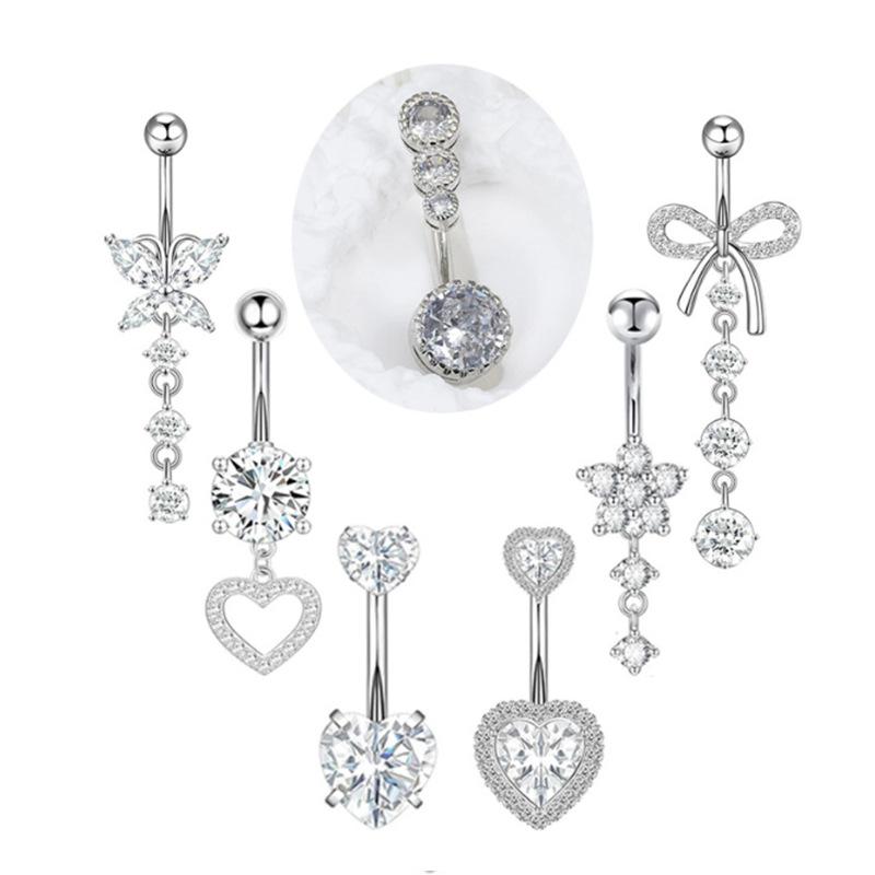 [LA]1Pc Simple Heart Navel Rin - مراجعة Body Jewelry La وسعره